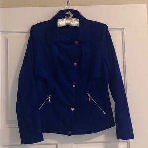 Blue faux suede jacket
